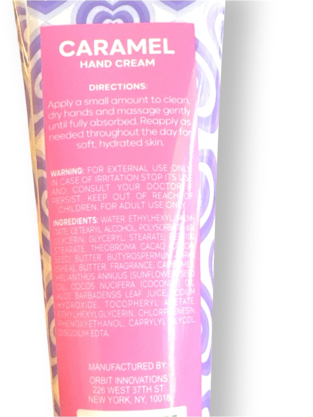 Caramel Hand Cream - Pink & Lavender Heart Design - Picture 2 of 2